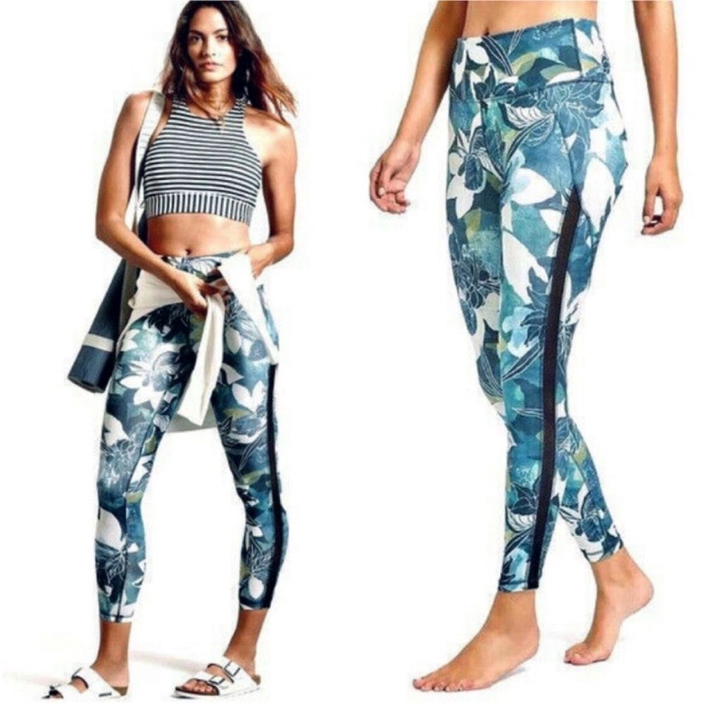 NWT Athleta Leafy Floral High Rise Tropical Mesh Chaturanga 7/8 Leggings XS - Picture 16 of 16